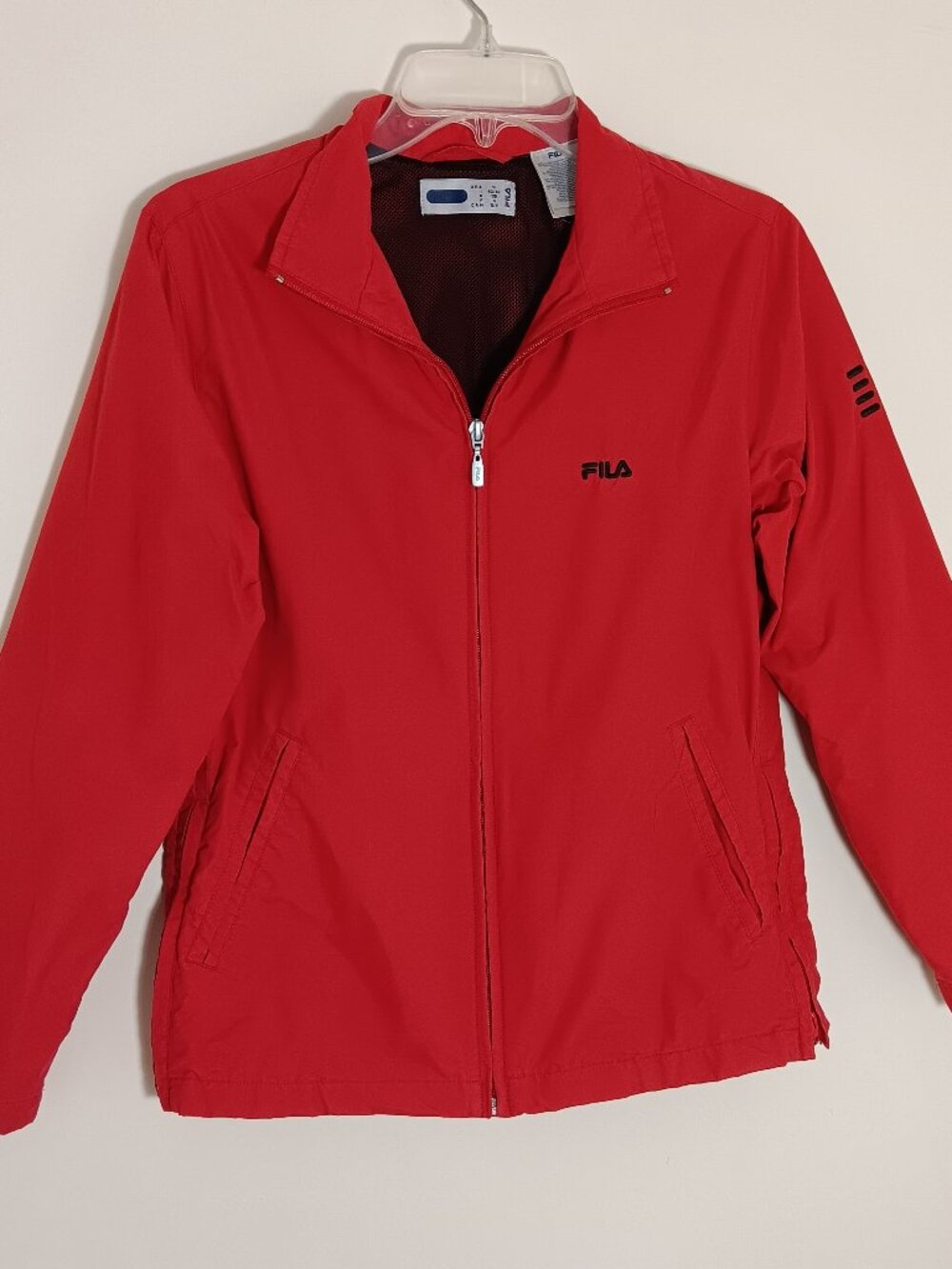 Fila windbreaker jacket womens small red full zip light weight vintage athletic
